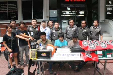 Police have arrested 3 of 5 men charged with auto theft, armed robbery and impersonating police.